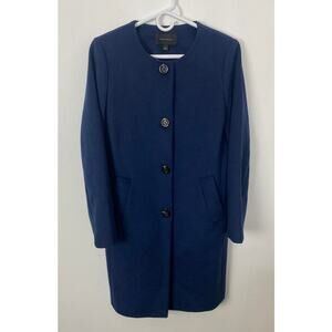 Women Anne Klein banded collar wool blend button overcoat, S